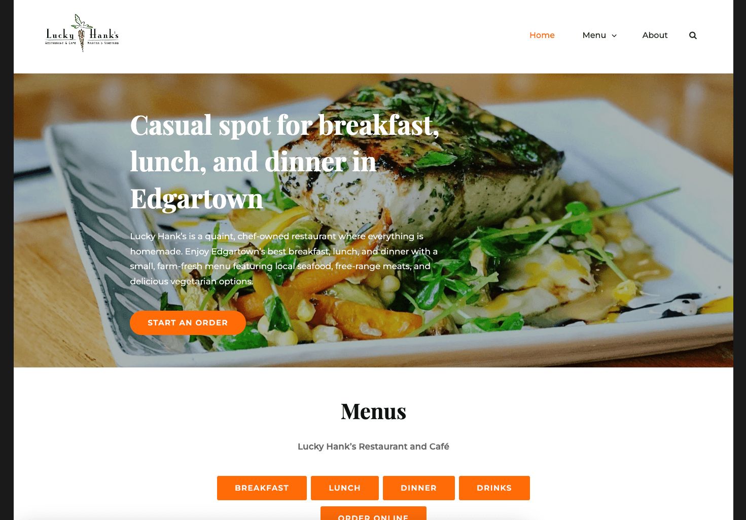 Lucky Hank's Restaurant Website